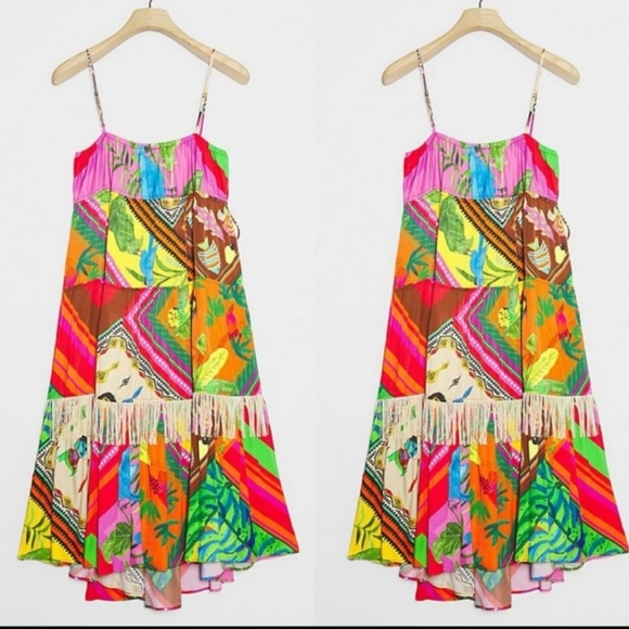 ANTHROPOLOGIE  Farm Rio ×Palila Fringed Midi Dress - Picture 8 of 8